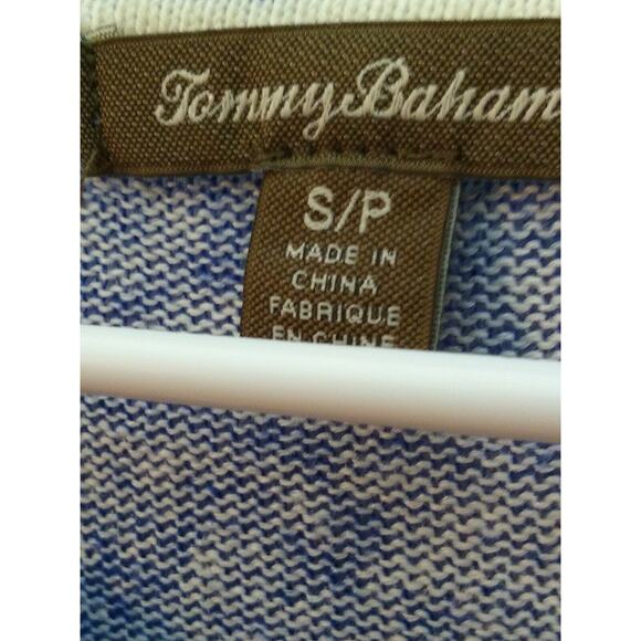 TOMMY BAHAMA Shibori Striped Print 100% Linen Sweater Top Size SP - Picture 2 of 11